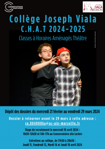 Affiche de théâtre violette avec l’hiver blanche et turquoise (3)